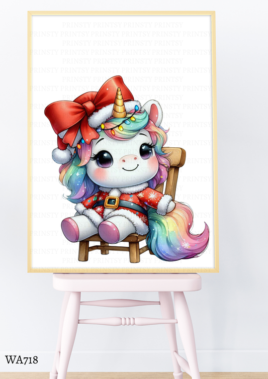 Christmas Unicorn Wall Art