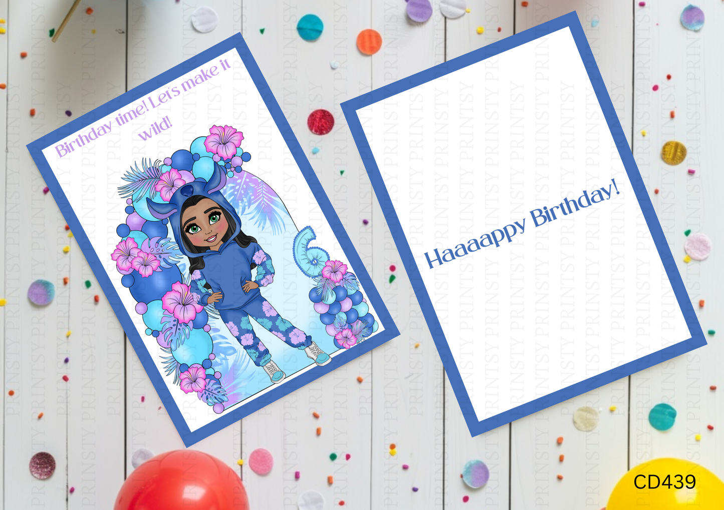 Blue Hawaiian Dolly Celebration Card