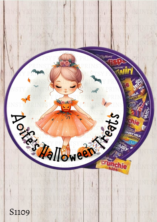 Cute Halloween Ballerina Chocolate Tub Sticker