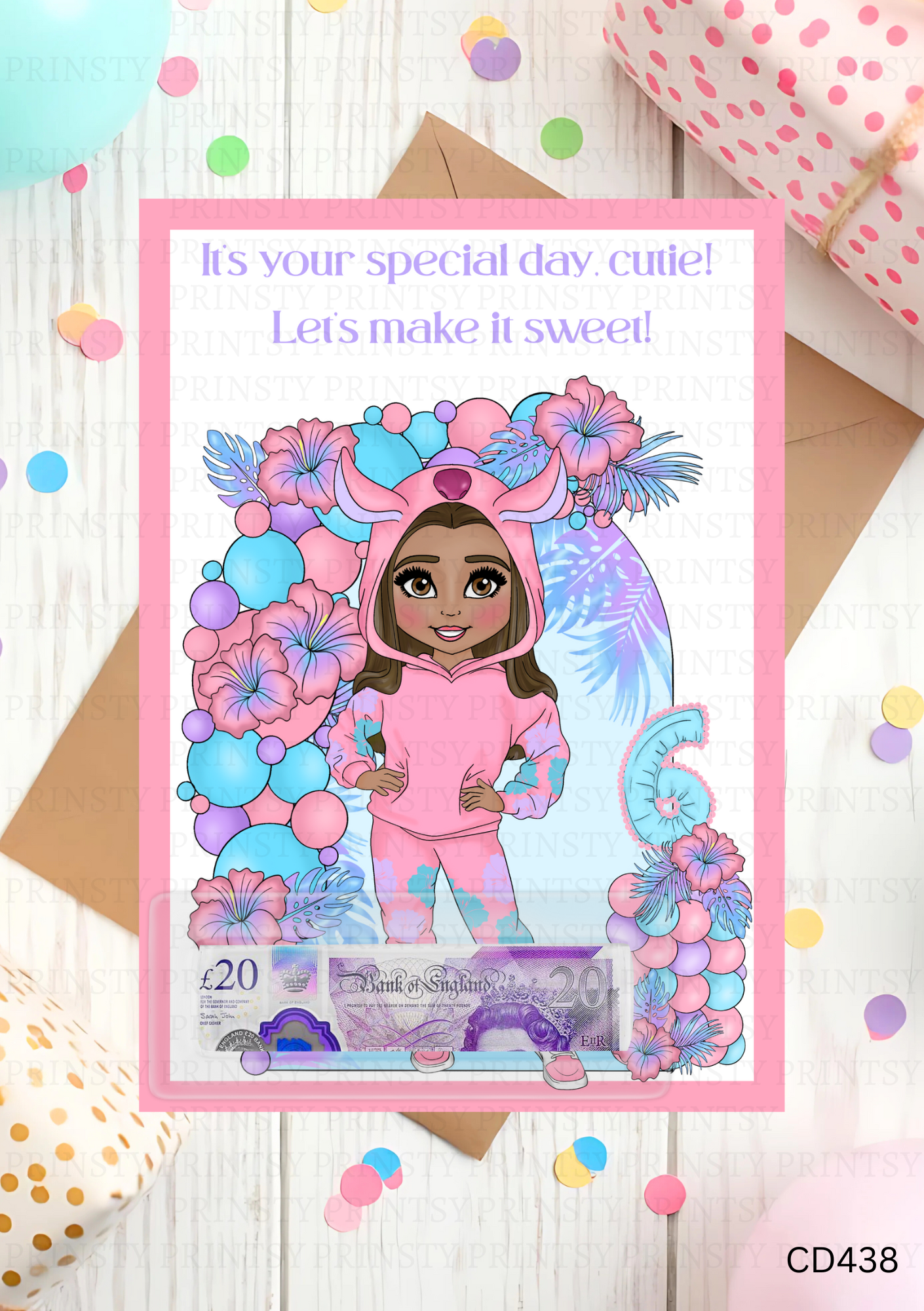 Pink Hawaiian Dolly Money Card