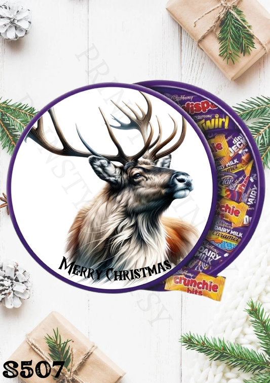 Christmas Reindeer Chocolate Tub Sticker