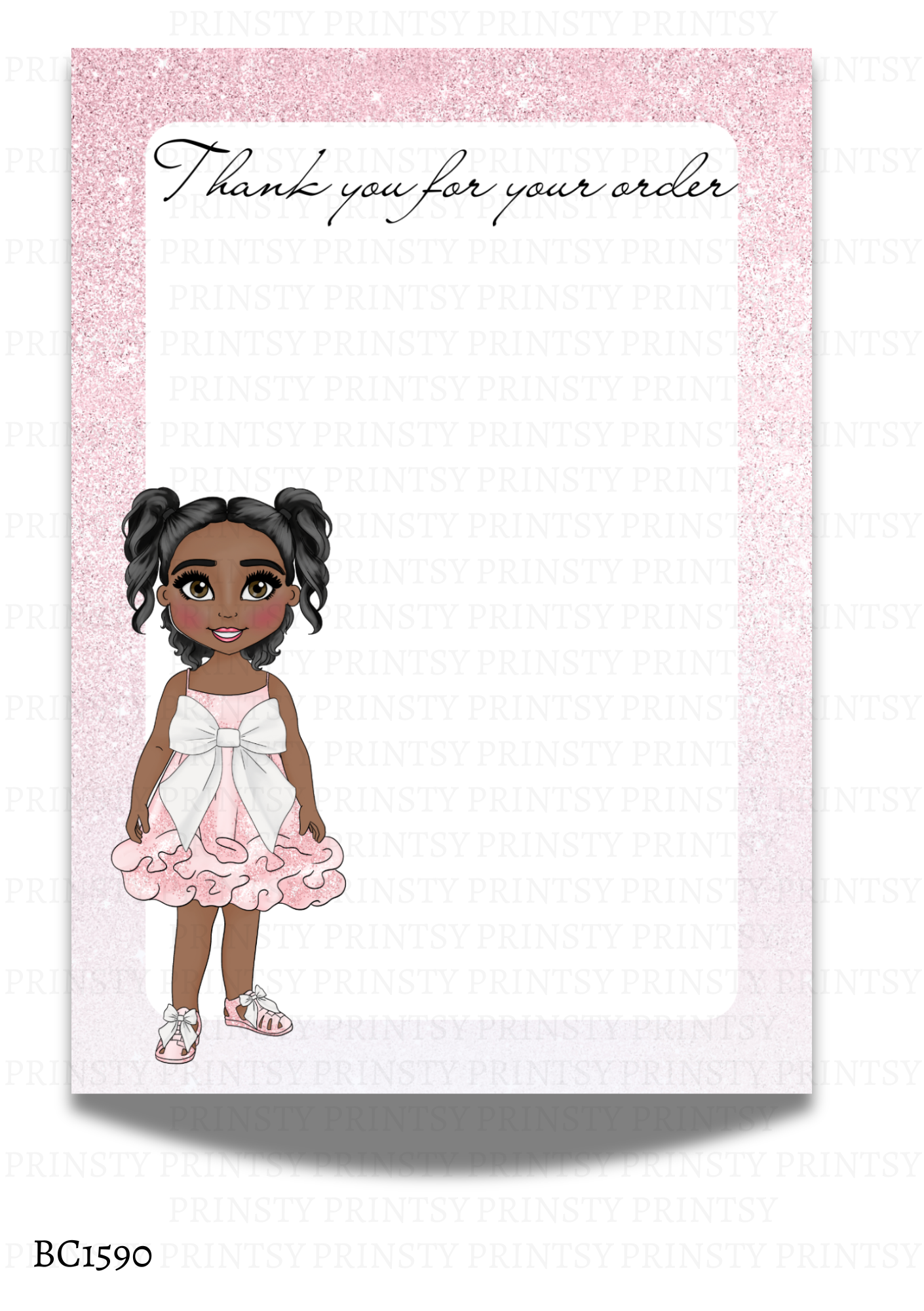 Pink & White Bow Dolly Bow Card