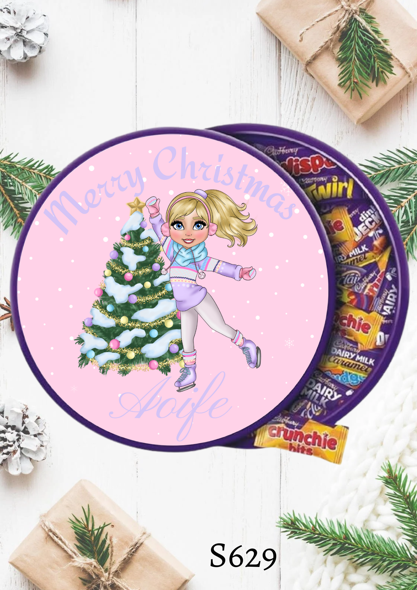 Ice Skating Dolly Chocolate Tub Sticker