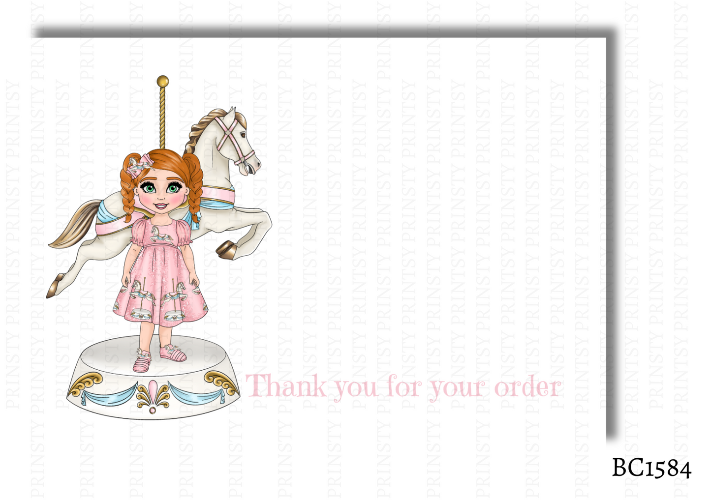 Carousel Dolly Bow Card