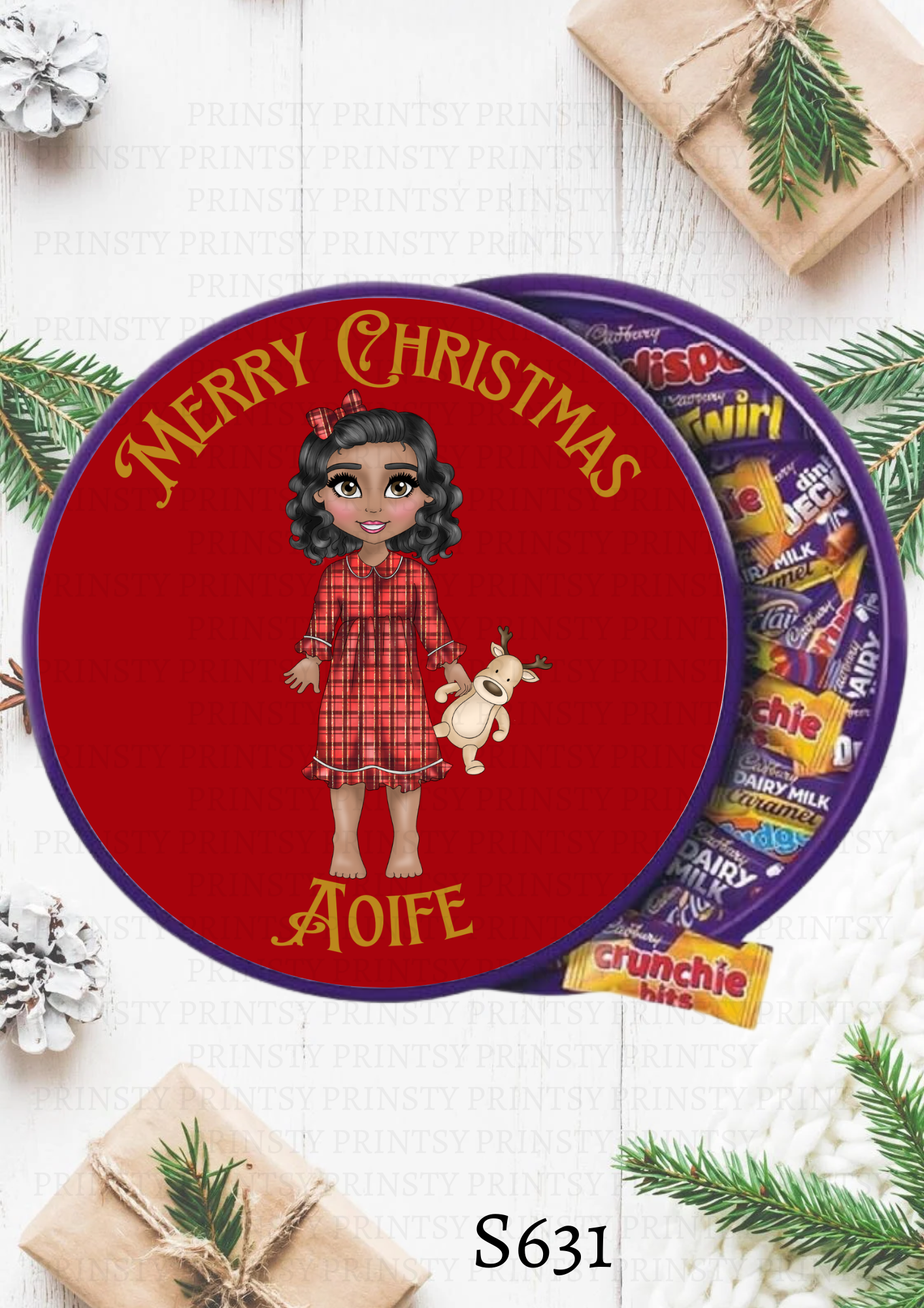 Christmas Dolly Chocolate Tub Sticker