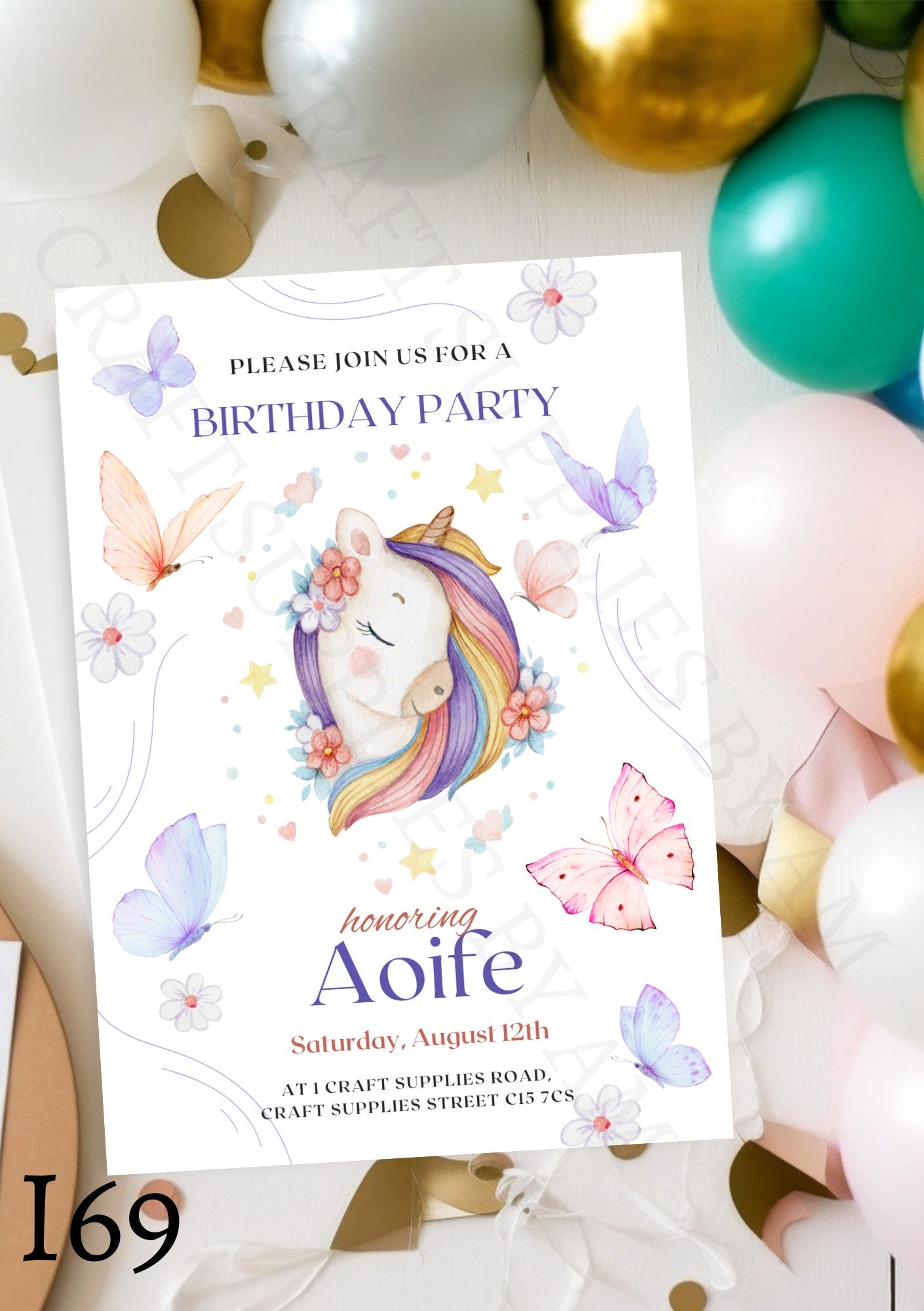 Butterfly Unicorn Invite