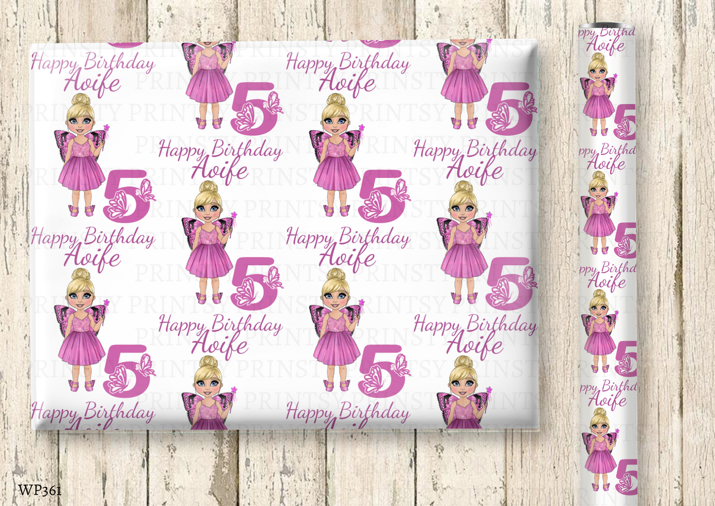Pink Butterfly Dolly Wrapping Paper