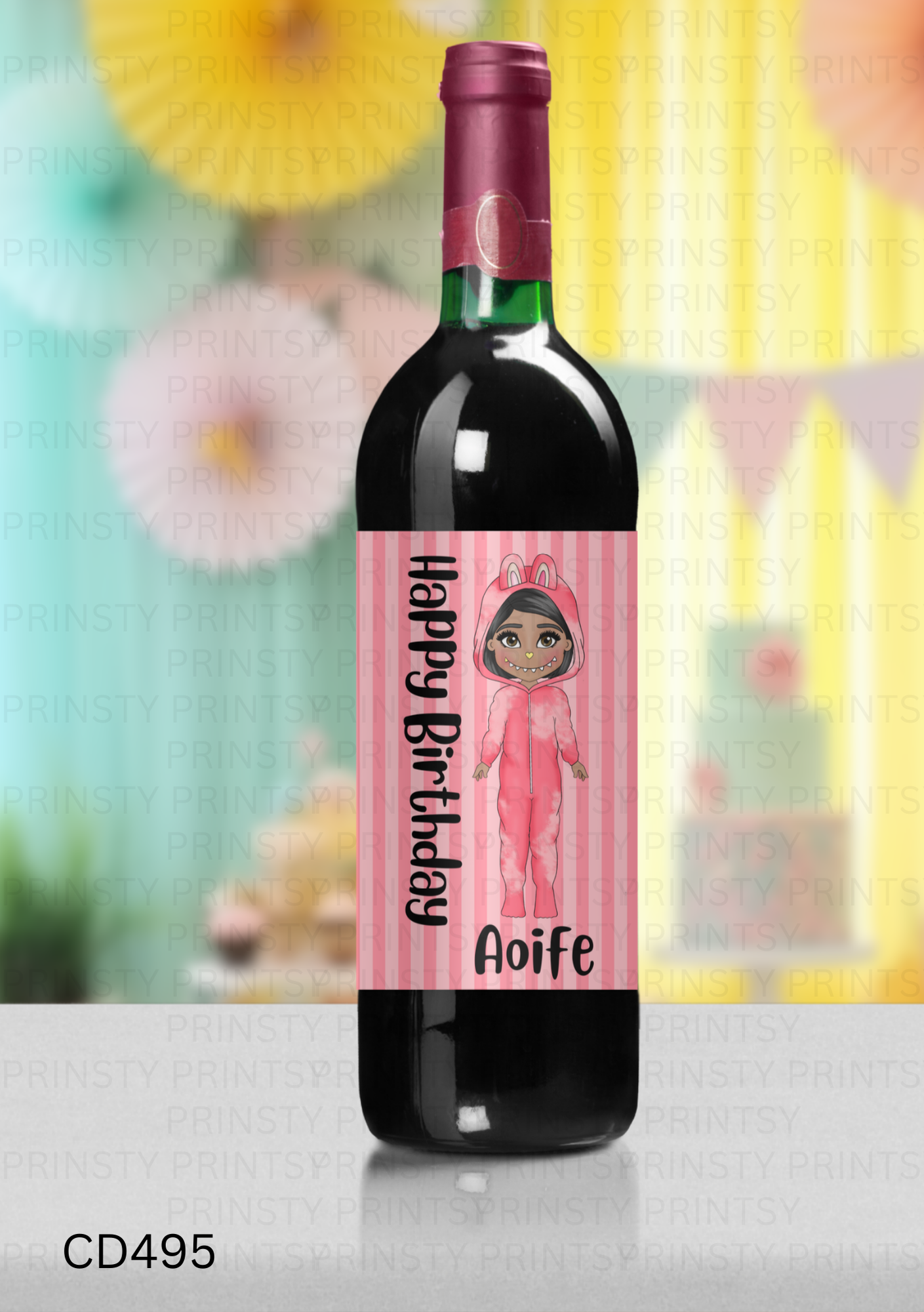 Mini Magic Monster Dolly Wine Bottle Sticker