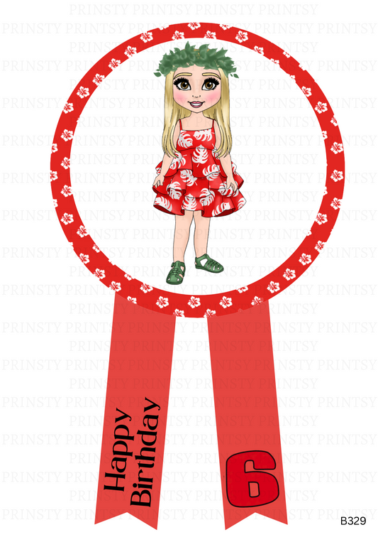 Red Hawaiian Dolly Badge