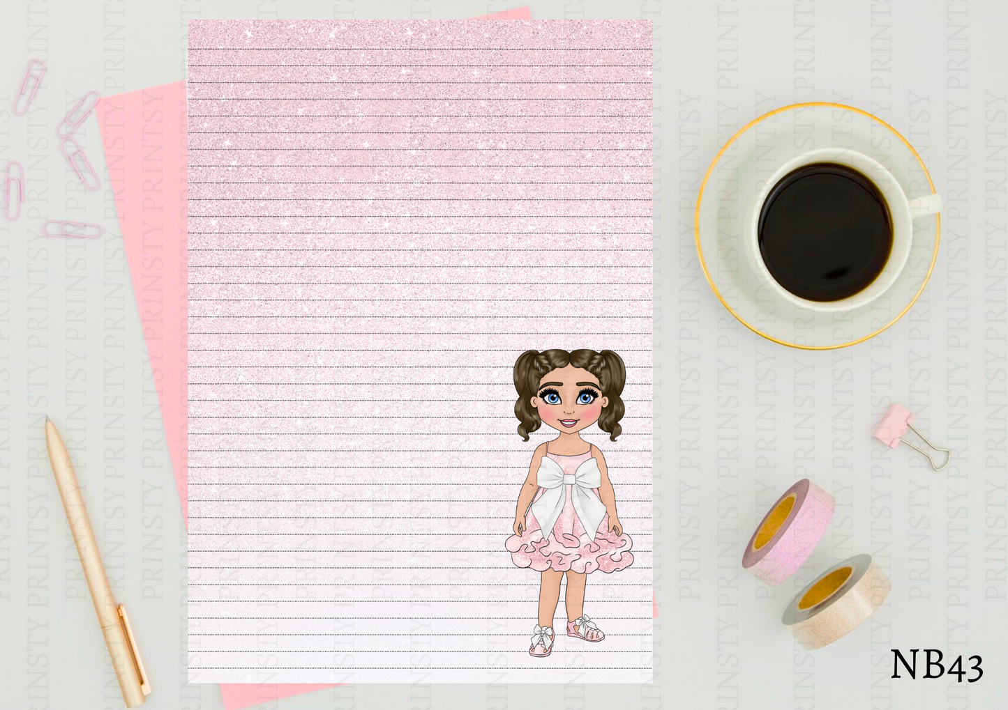 Pink & White Bow Dolly Note Book