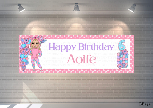 Pink Hawaiian Dolly Banner
