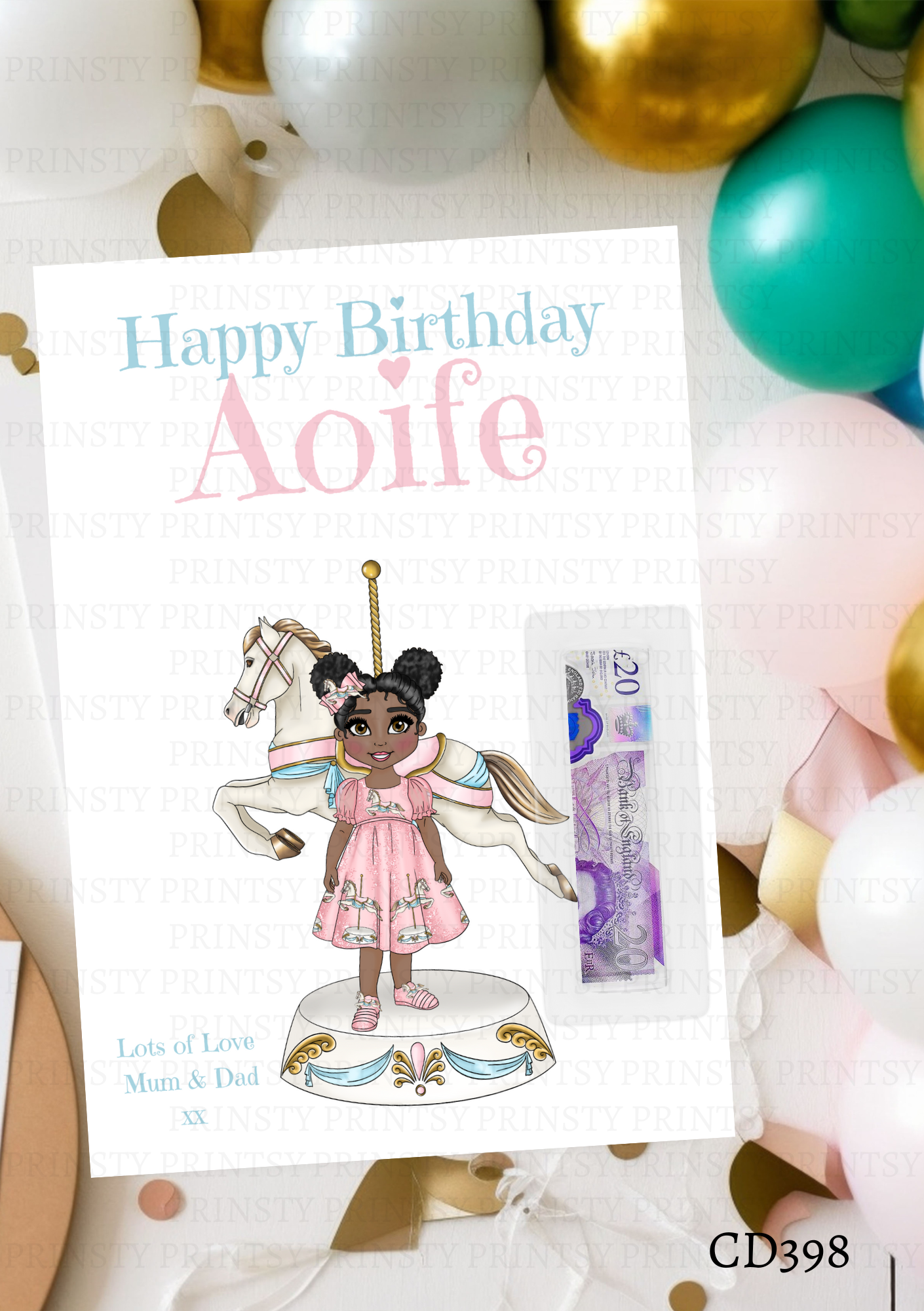 Carousel Dolly Money Card