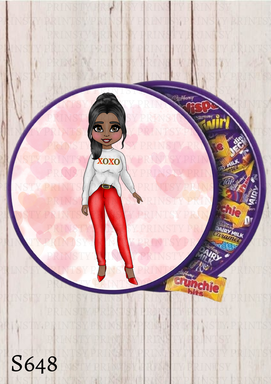 Dolly Valentines Chocolate Tub Sticker