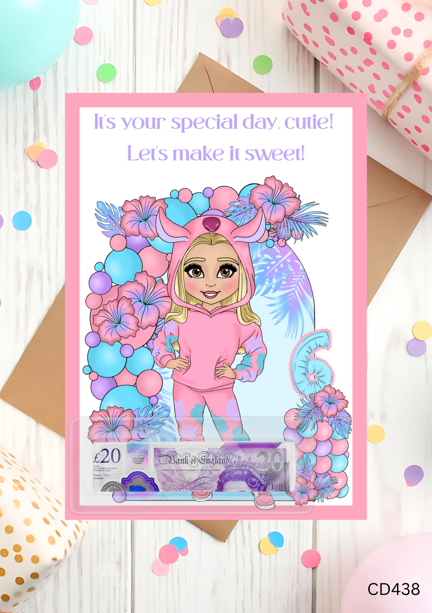 Pink Hawaiian Dolly Money Card