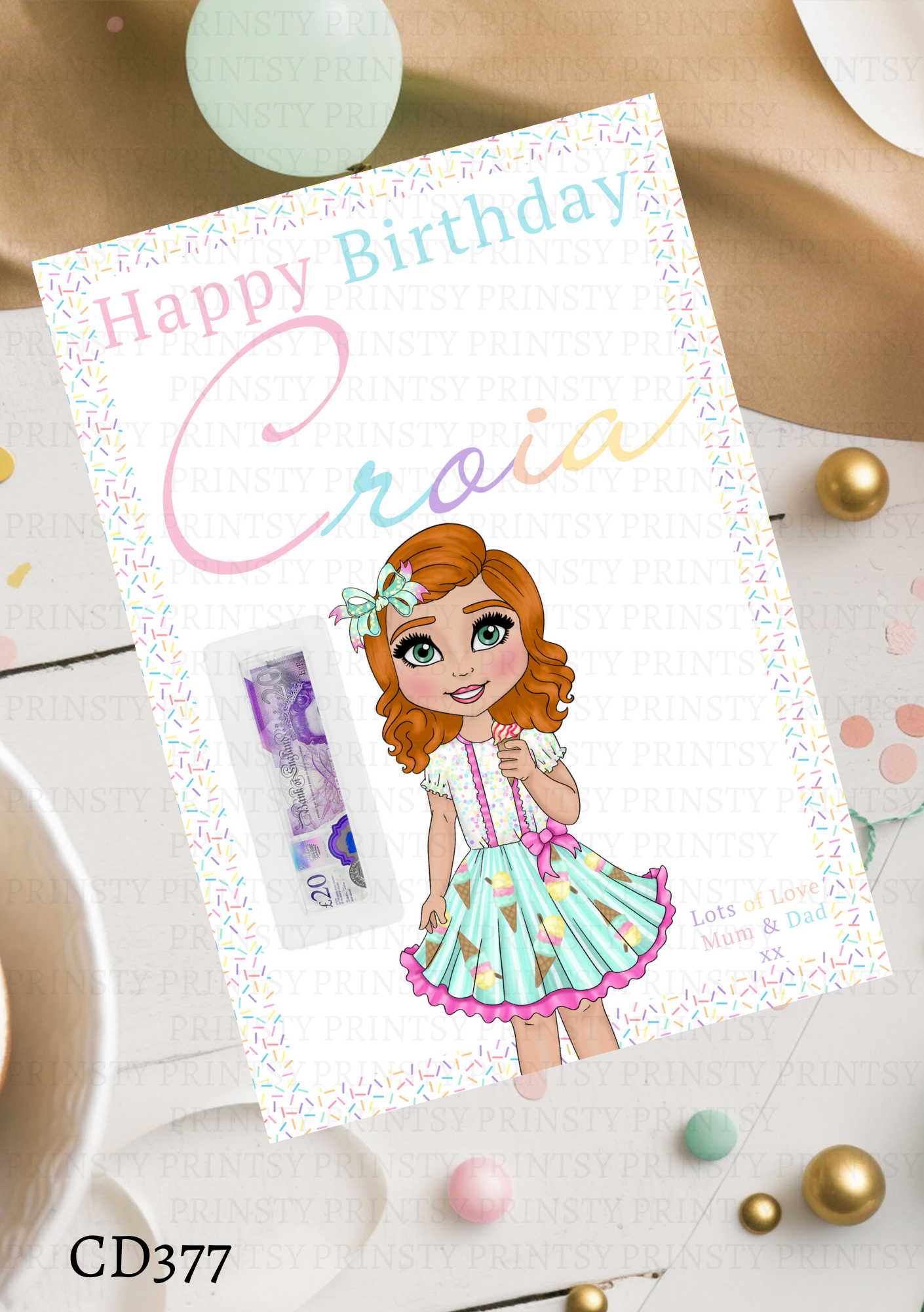 Ice Cream Dolly Money Card