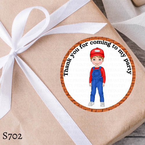 Green and Red Dungarees Dude Thank You Birthday Sticker Sheet
