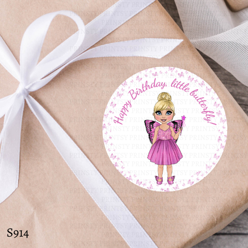 Pink Butterfly Dolly Sticker Sheet