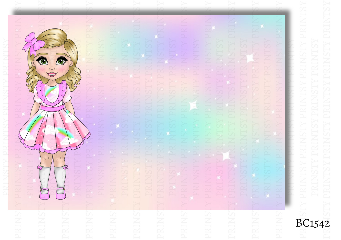 Rainbow Dolly Bow Card