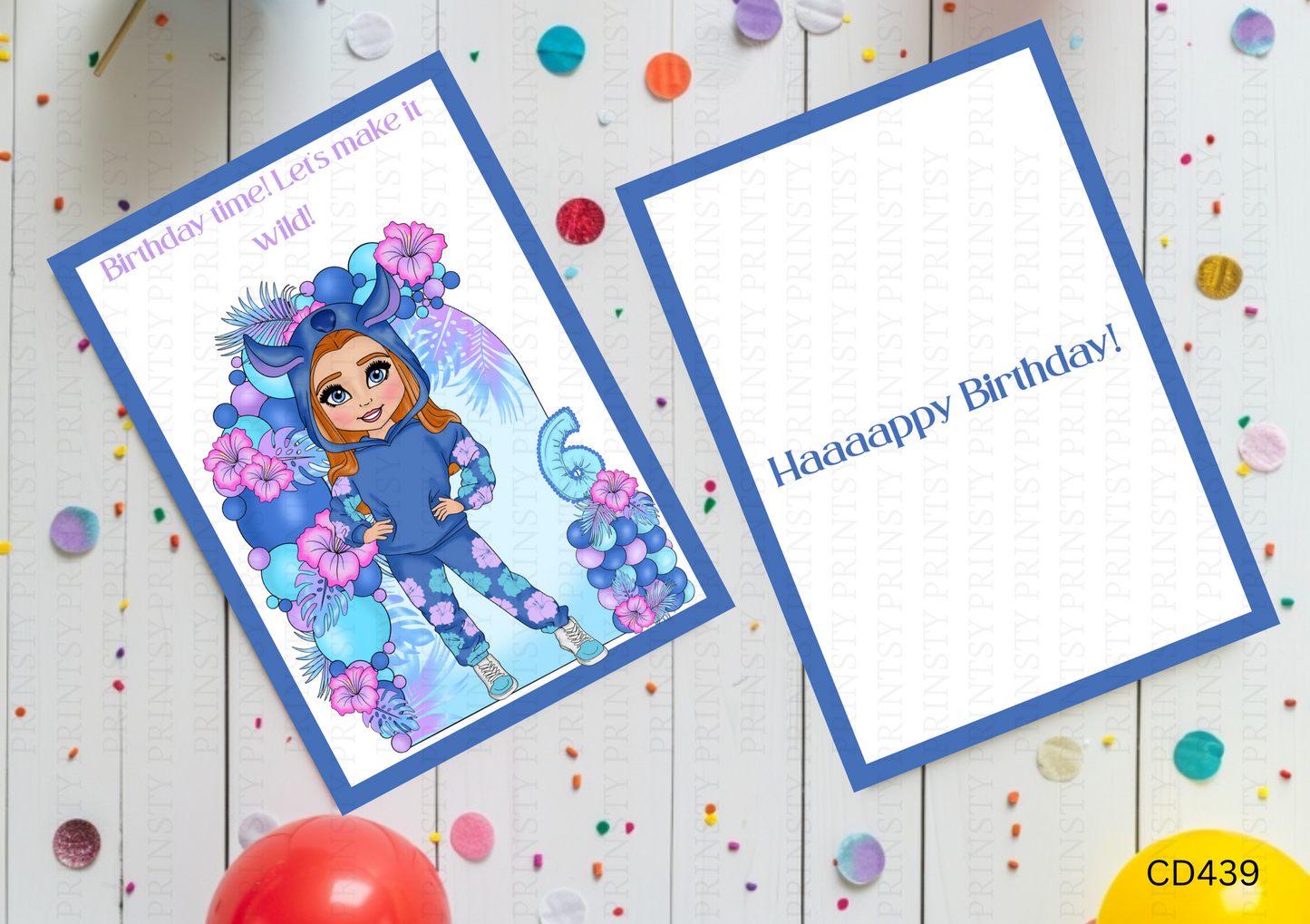 Blue Hawaiian Dolly Celebration Card