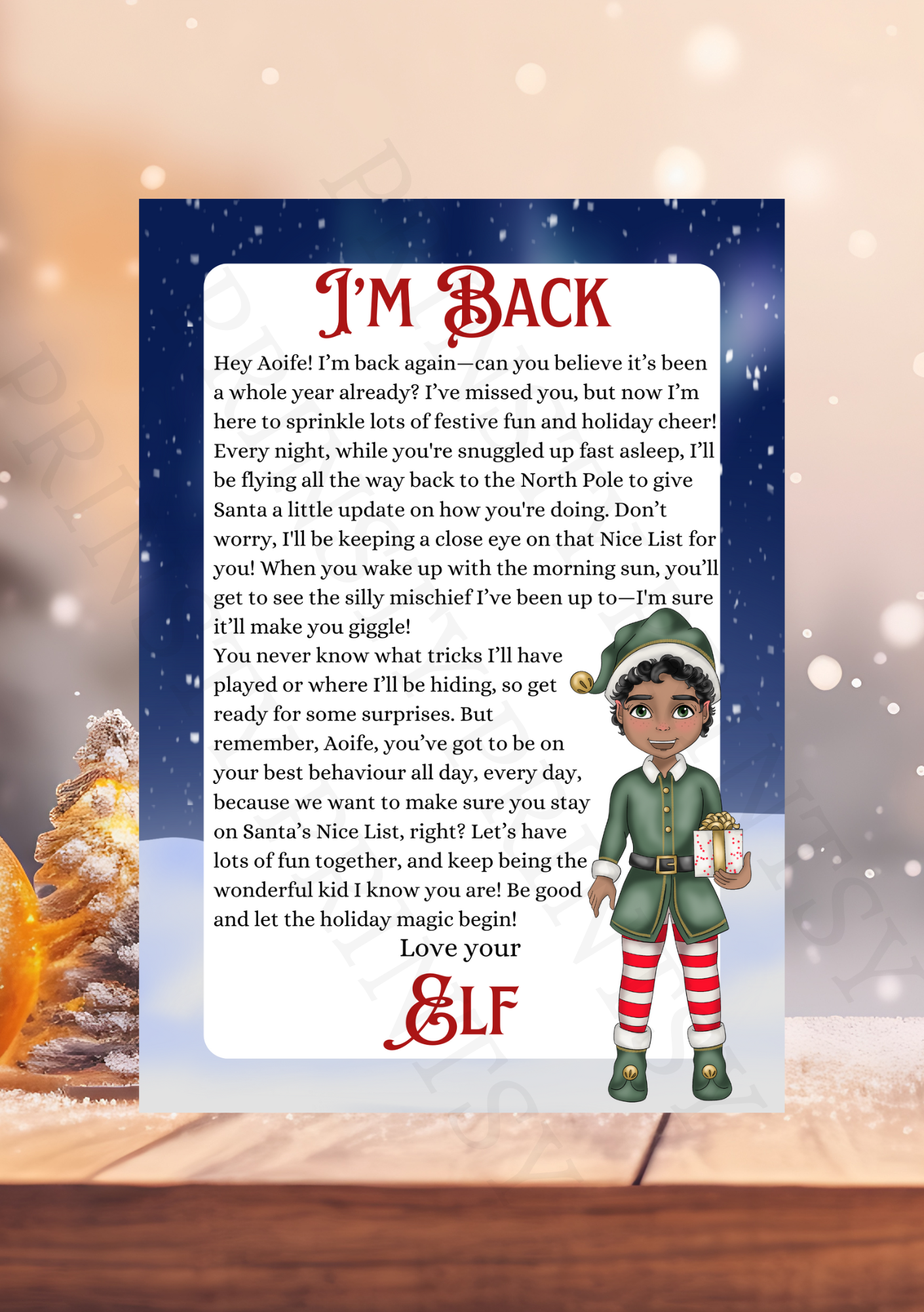 I'm Back Elf Letter