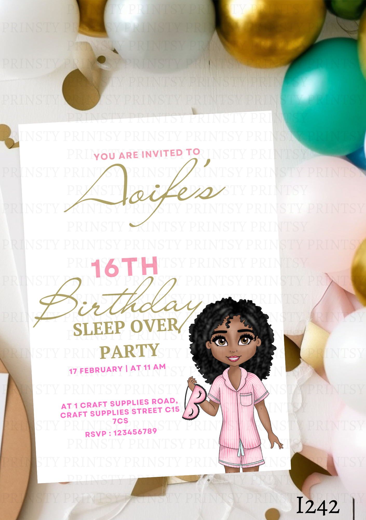 Sleep Over Dolly Invite