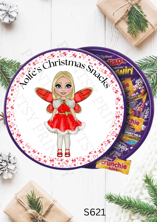 Christmas Fairy Chocolate Tub Sticker