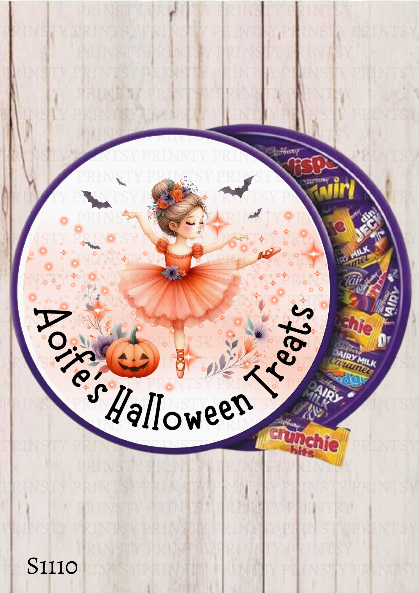 Cute Halloween Ballerina Chocolate Tub Sticker