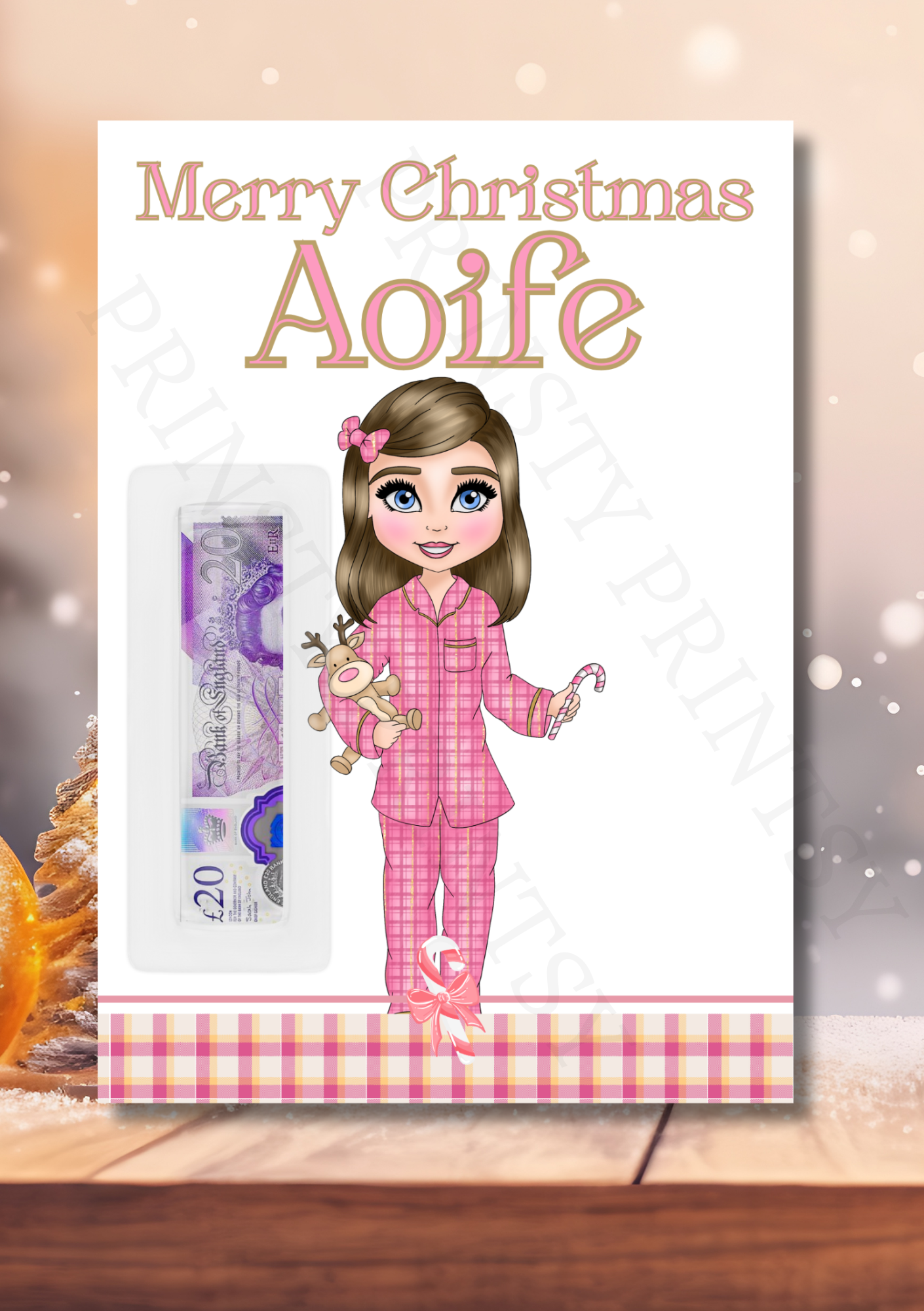 Pink Pj's Christmas Dolly Money Card