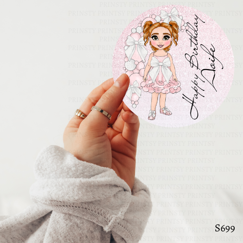 Pink & White Bow Dolly Sticker Sheet