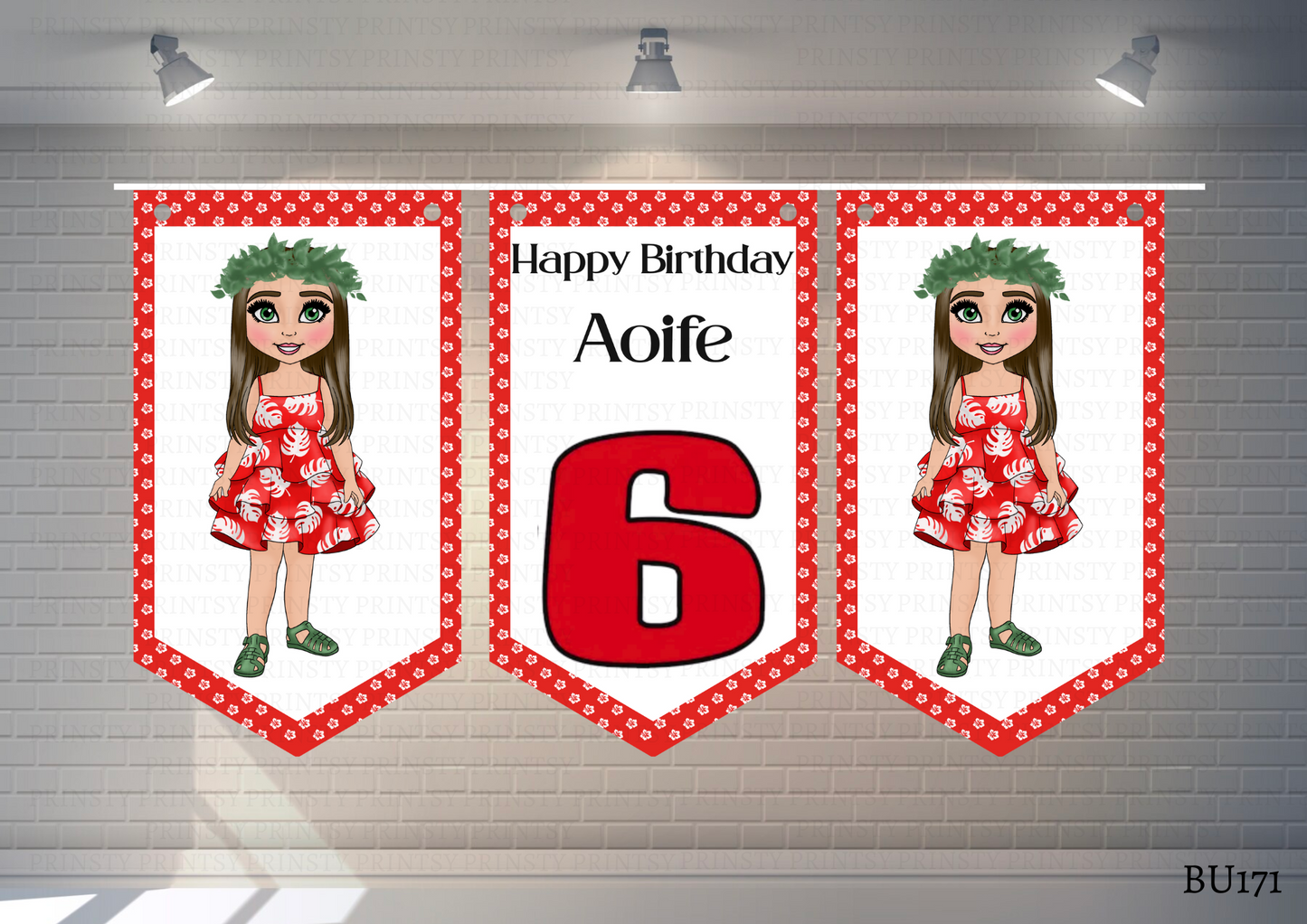 Red Hawaiian Dolly Bunting