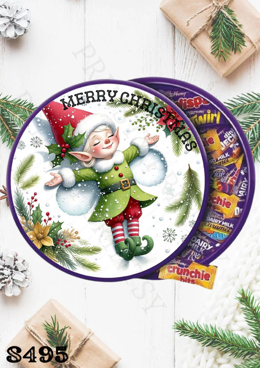 Christmas Elf Chocolate Tub Sticker