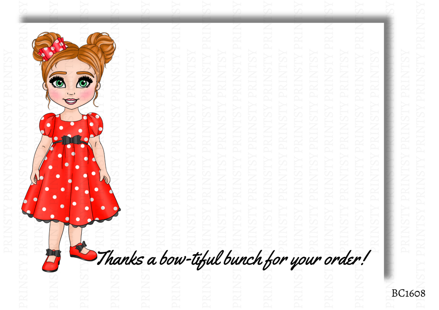 Spotty Dress Dolly Bow Card