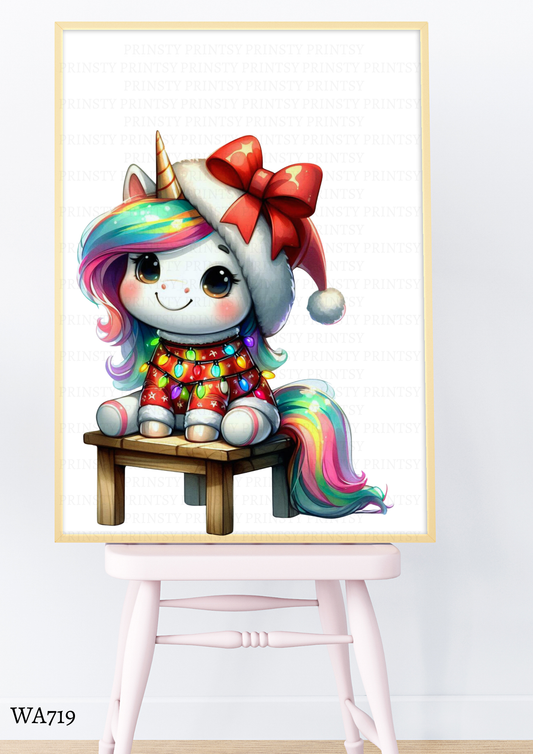 Christmas Unicorn Wall Art
