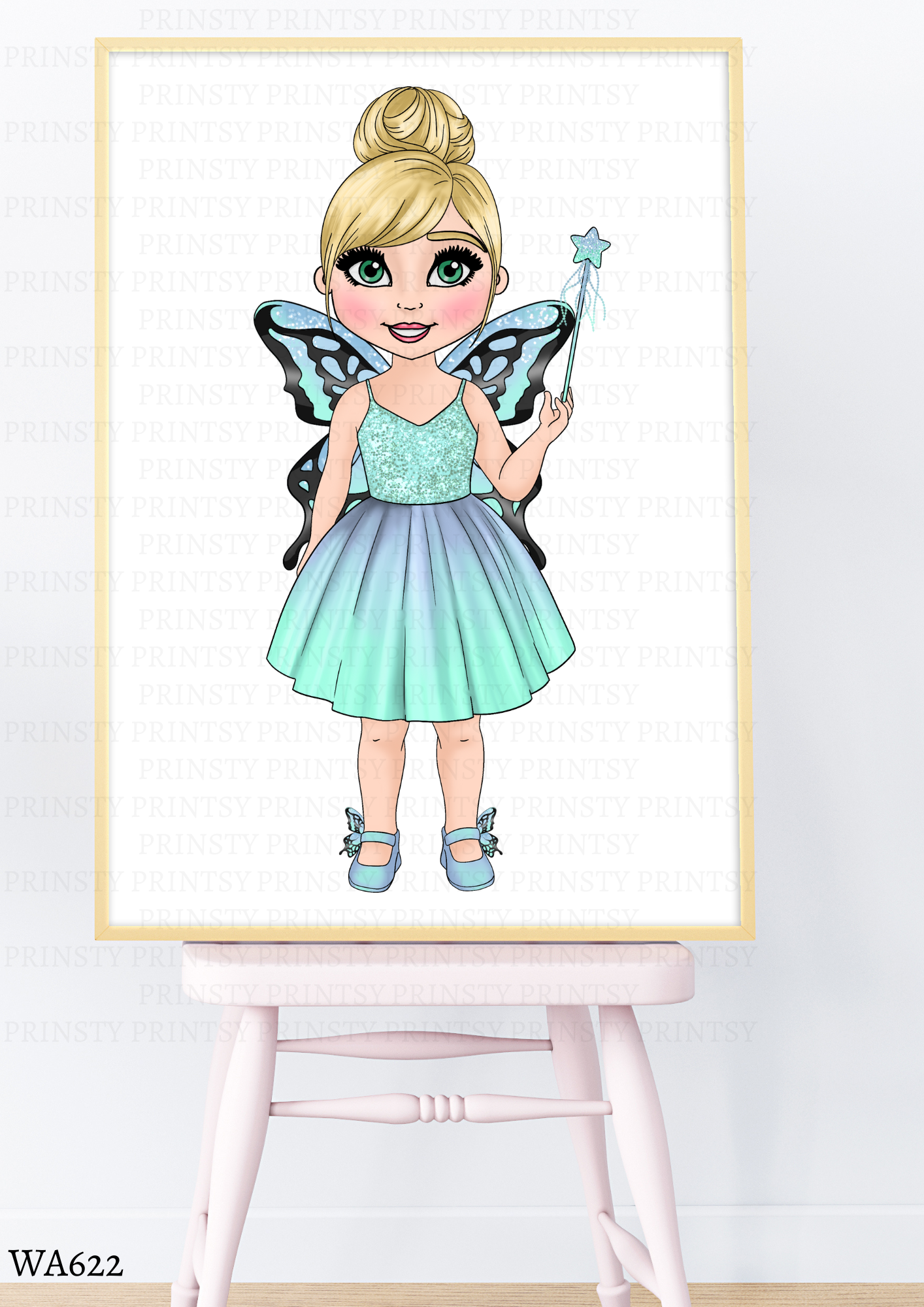 Blue Butterfly Dolly Wall Art