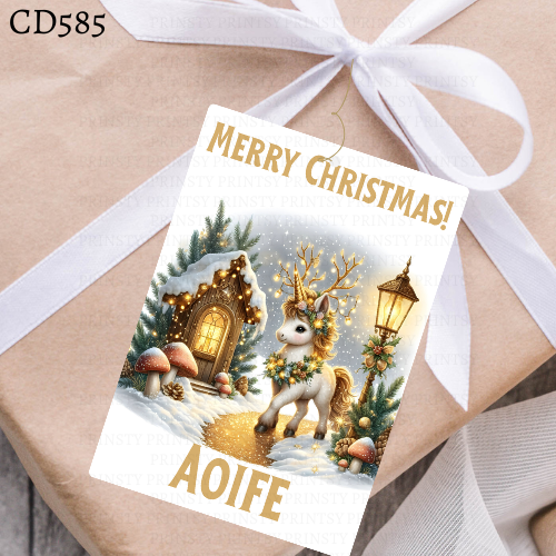 Christmas Unicorn Gift Label