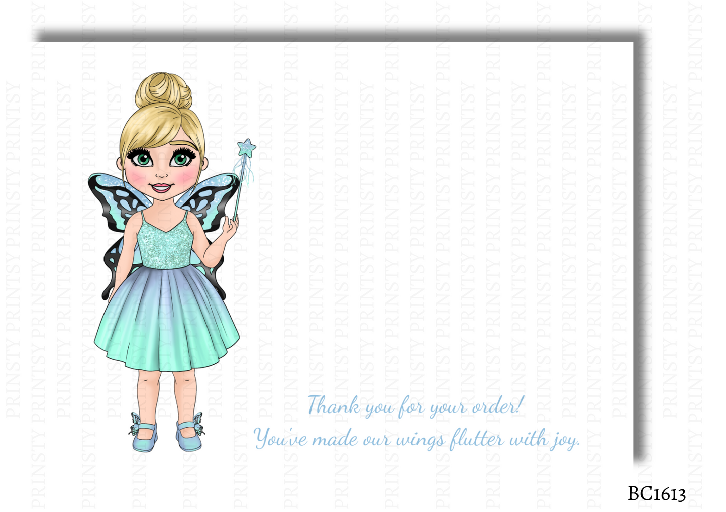 Blue Butterfly Dolly Bow Card