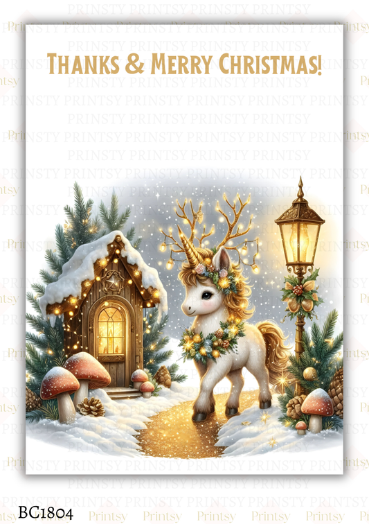 Christmas Unicorn Bow Card