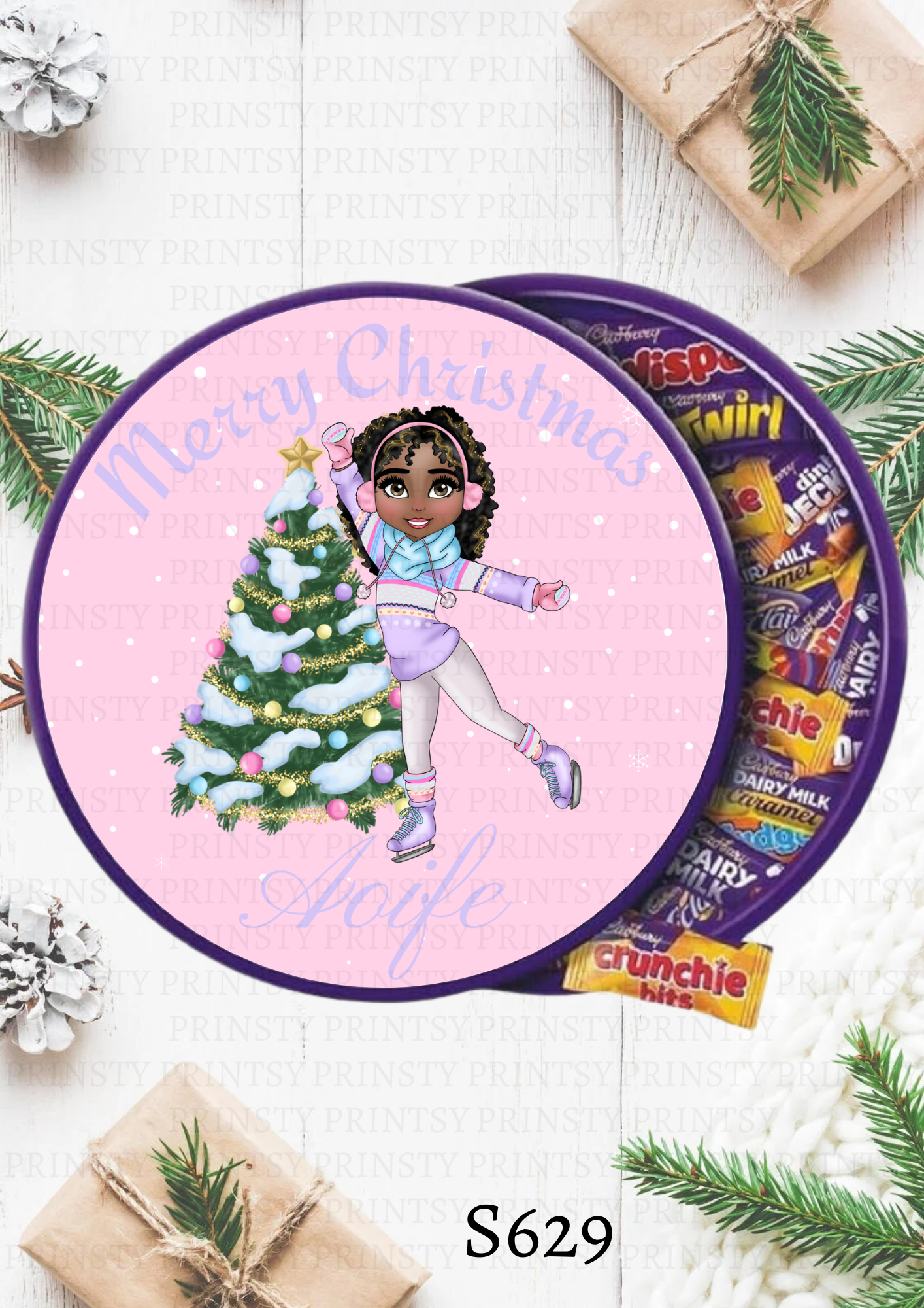 Ice Skating Dolly Chocolate Tub Sticker