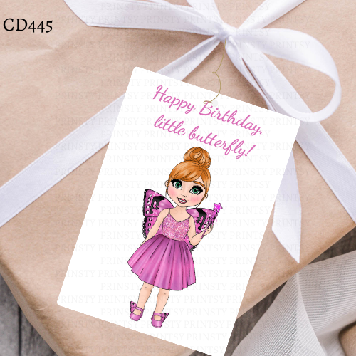 Pink Butterfly Dolly Gift Label