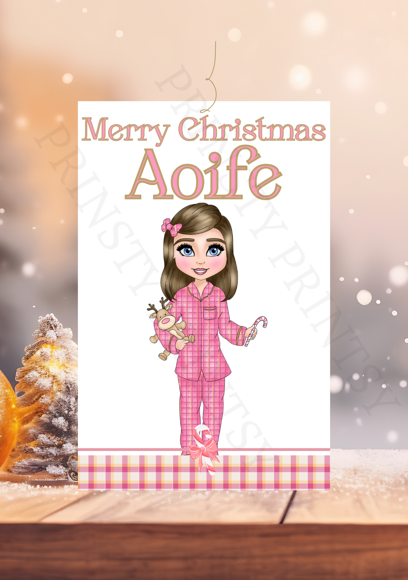 Pink Pj's Christmas Dolly Gift Label