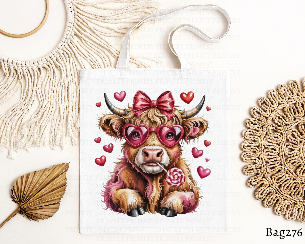 Valentine Highland Cow Tote Bag