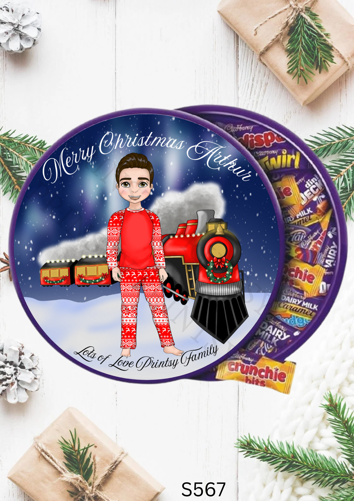 Christmas Dolly Family Chocolate Tub Sticker