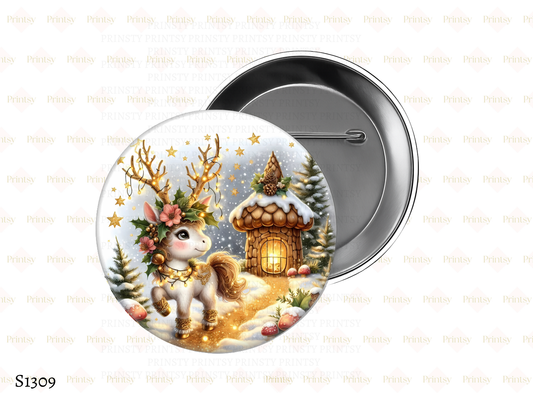 Christmas Unicorn BowBitz/Badges