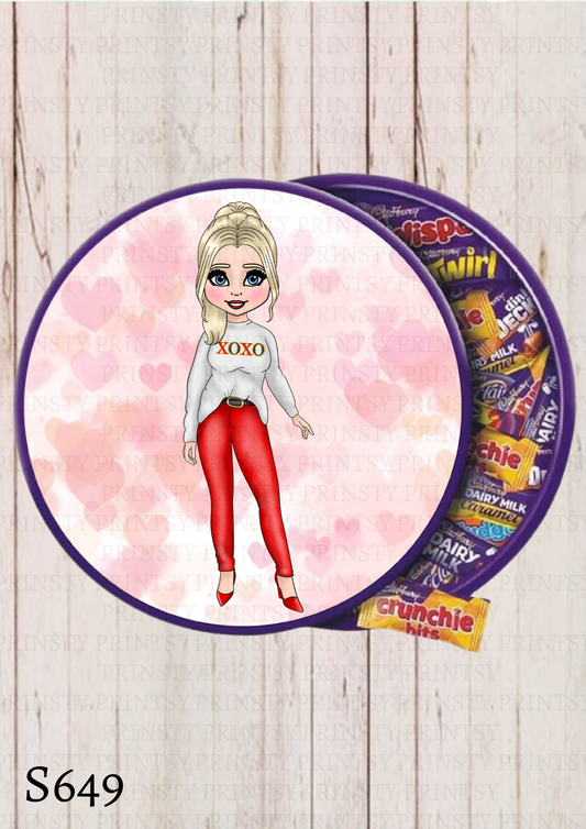 Dolly Valentines Chocolate Tub Sticker