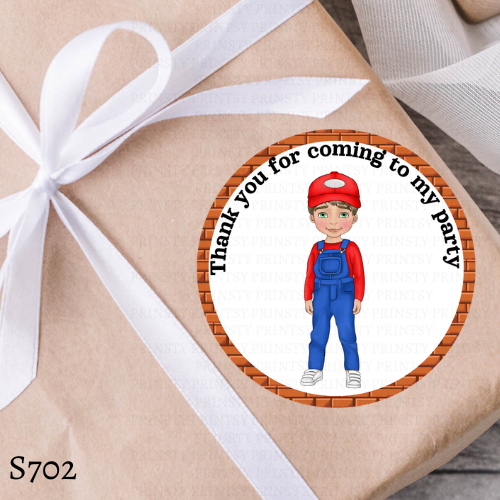 Green and Red Dungarees Dude Thank You Birthday Sticker Sheet