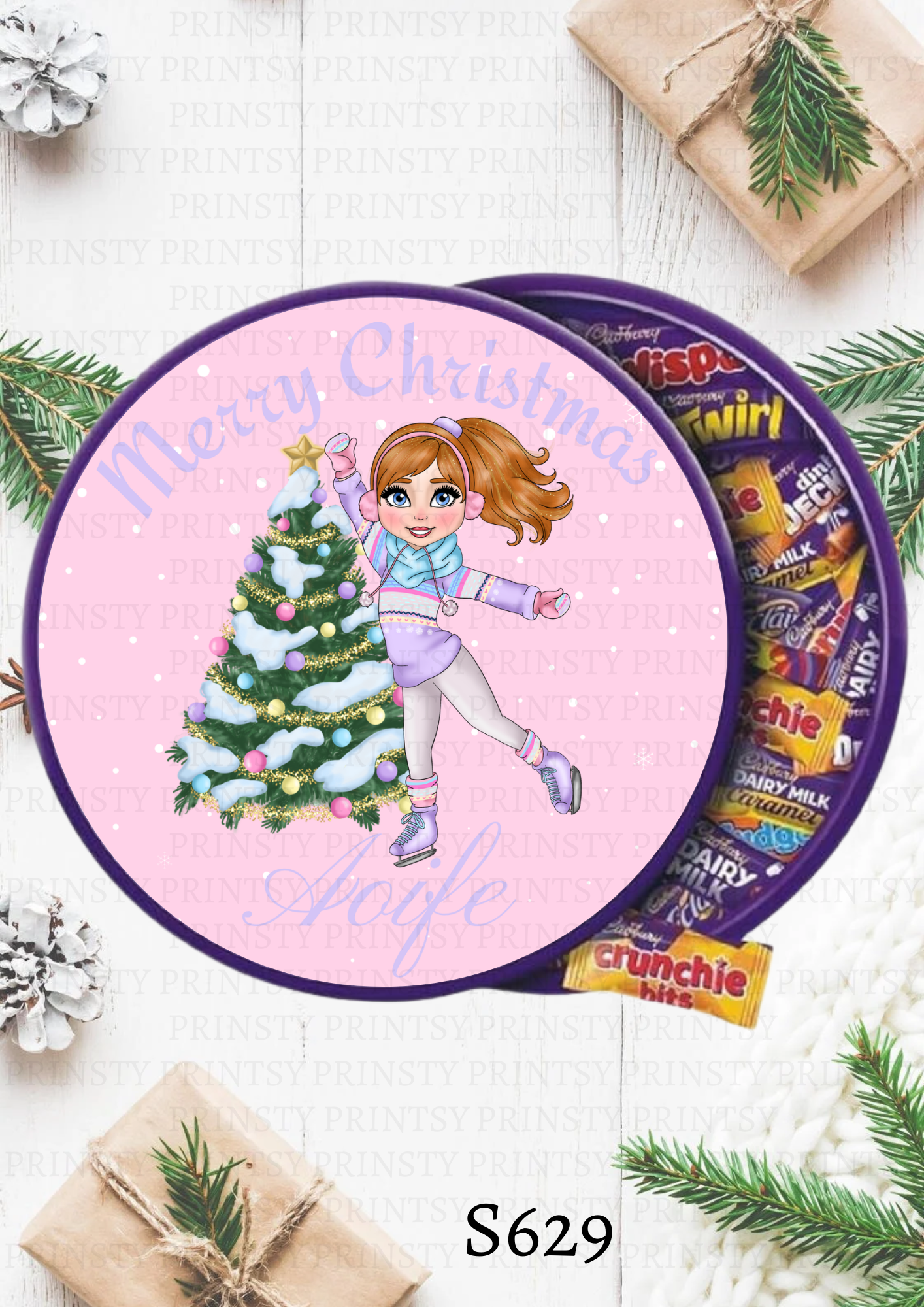 Ice Skating Dolly Chocolate Tub Sticker