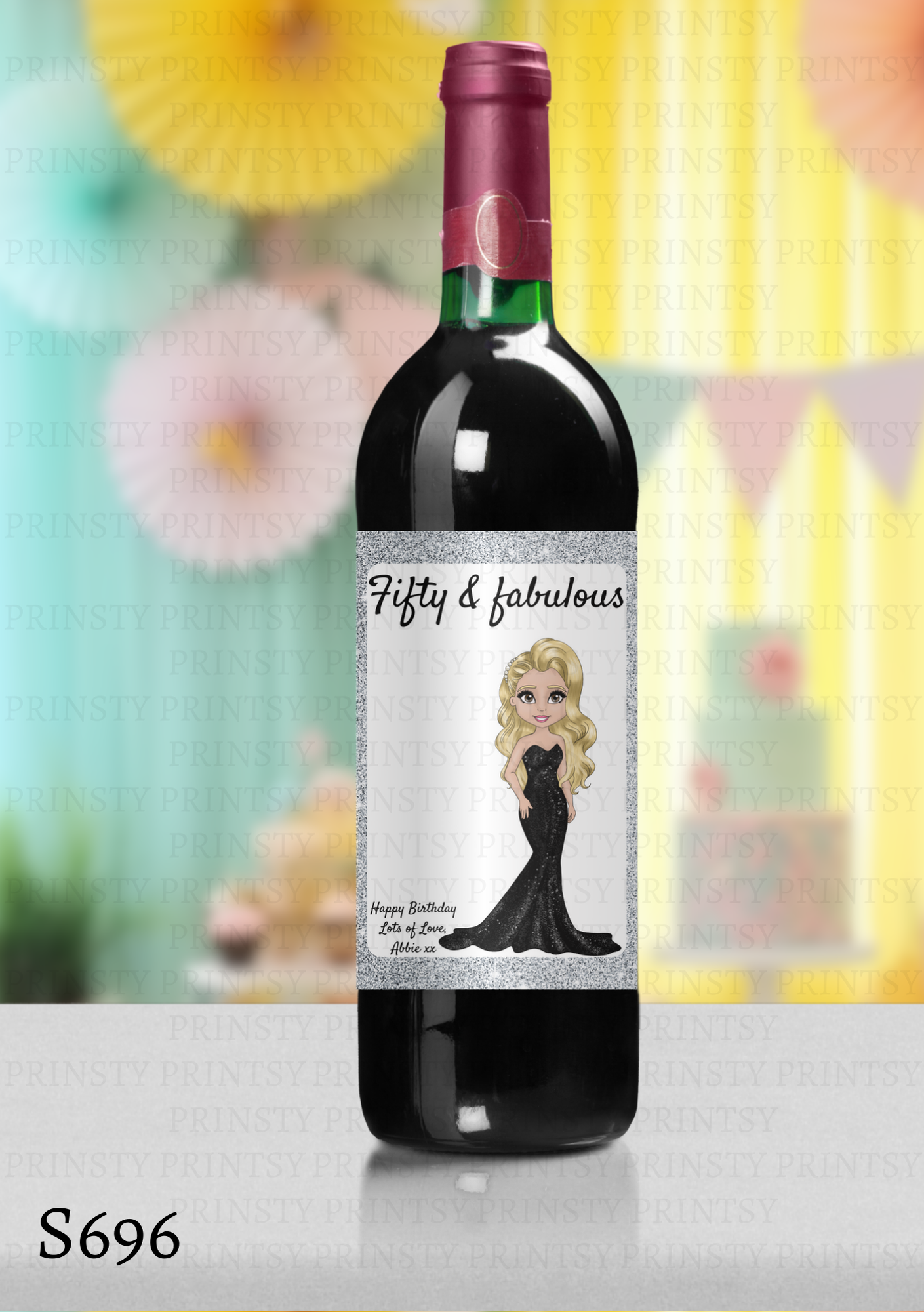 Elegant Dolly Wine Bottle Sticker