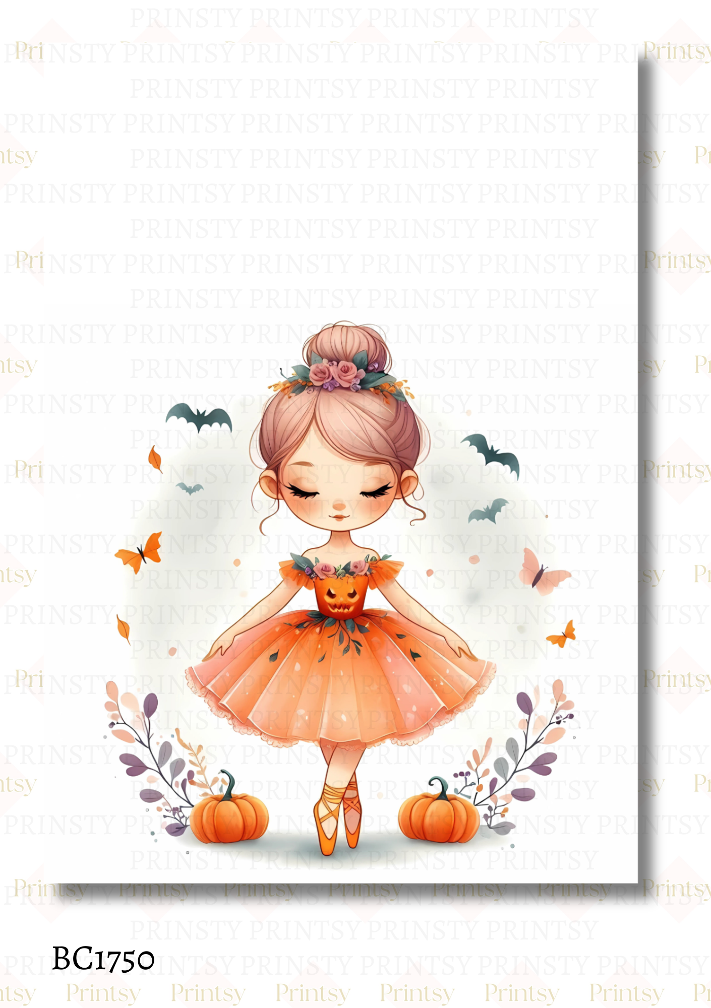 Cute Halloween Ballerina Bow Card