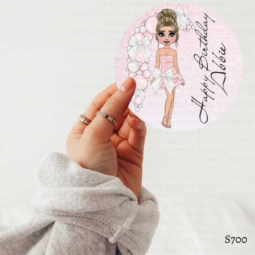 Pink & White Bow Dolly Sticker Sheet