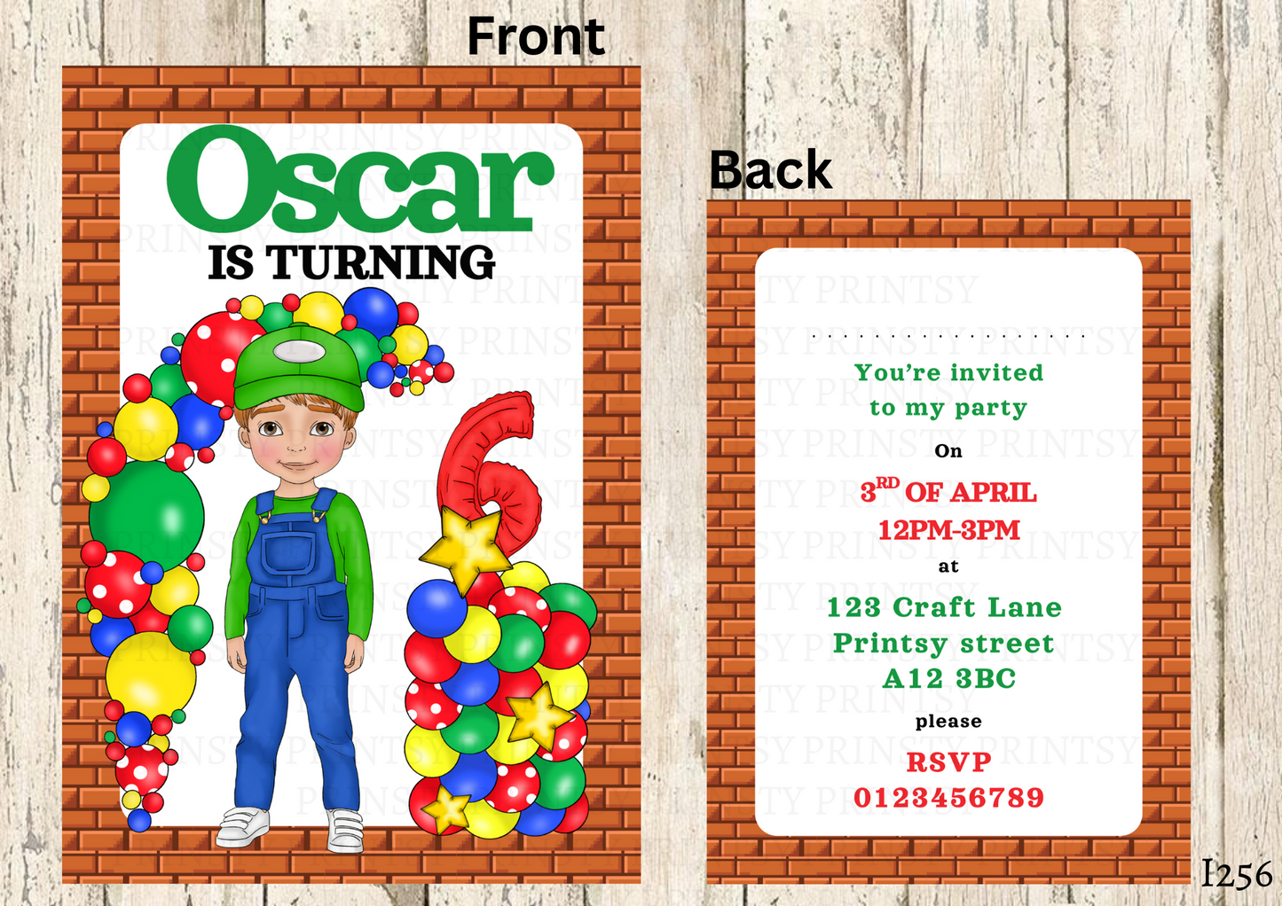 Green and Red Dungarees Dude Invite
